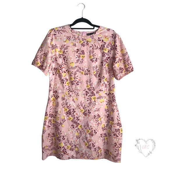 Plus Size Vintage Inspired Pink Floral Mini Shift Dress Size XL - Picture 1 of 7